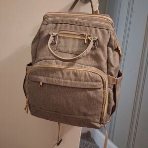 Stylish Tan Diaperbag With Changing Station Attached